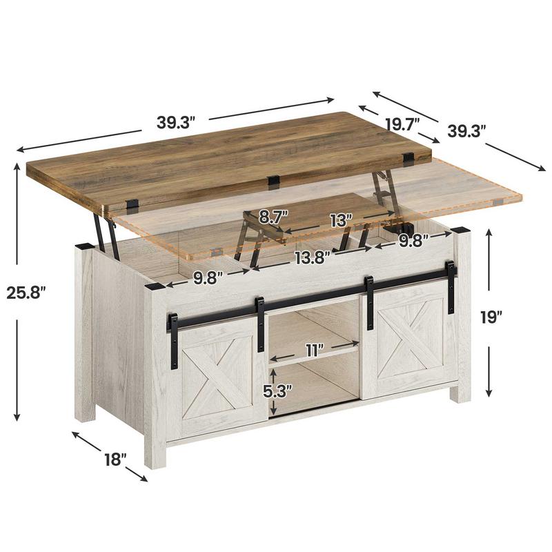Product Introduction of SEDETA Lift Top Coffee Table, 4 in 1 Multi-Function Convertible Coffee Tables with Storage and Hidden Compartment, Farmhouse Coffee Table Converts to Dining Table for Living Room 15