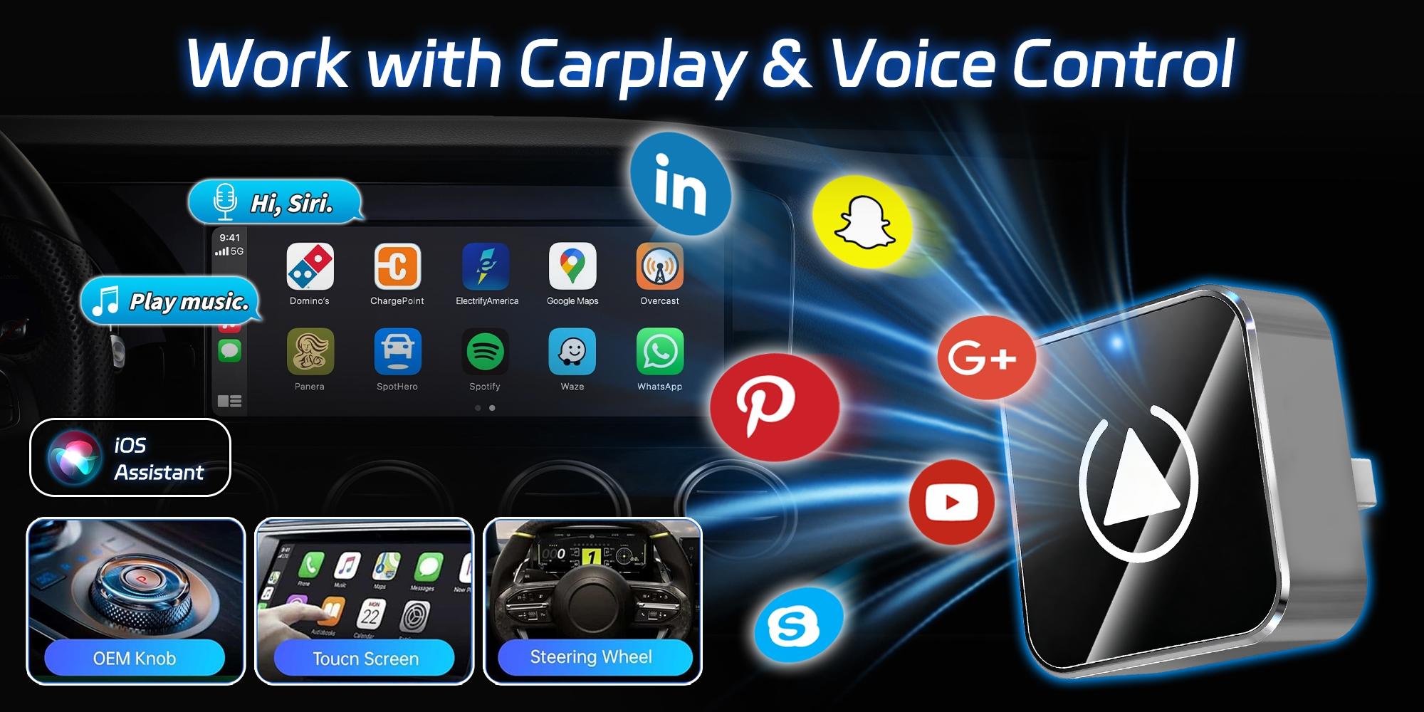 2026 Wireless CarPlay Adapter for iPhone/Android - Fast Connection, No Delay, Hands-Free Calling Wireless Adapter Mini USB Car Design, Apple CarPlay Plug-and-Play, Easy to Use,5.8GHz Dual-Band Bluetooth 5.0, Supports Both USB-A & USB-C Ports,