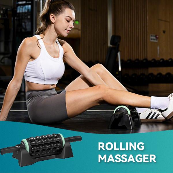 [New Year Gift] 5-Speed Reversible Spin Roller Massager with Rechargeable Battery, Double-Tap Activation & Multi-Use Base - Full Body Muscle Relief for Thighs, Calves, Back & More