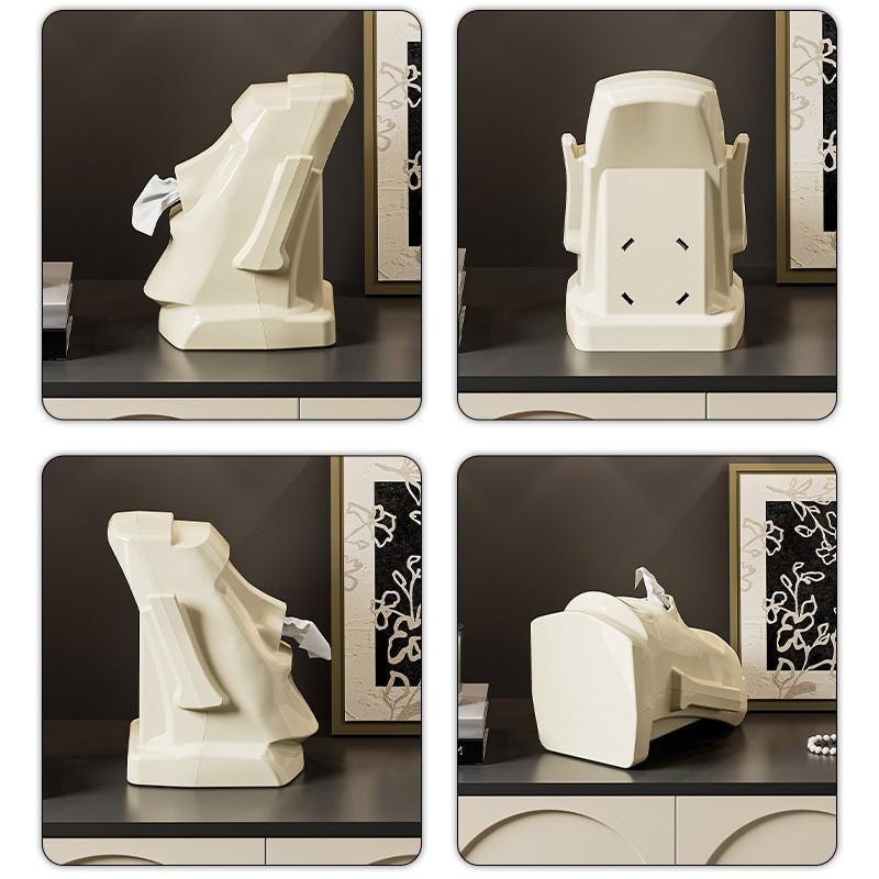 Creative Plaster Napkin Holder, Multi-Functional Living Room Entryway Easter Statue Bedroom Desktop Headset Stand, Unisex Solid Design
