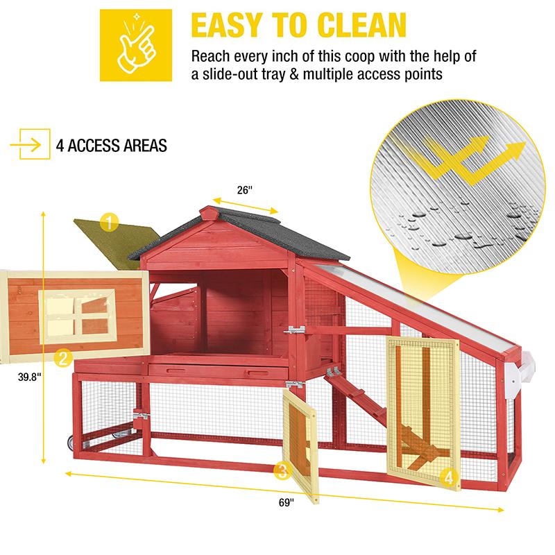 【DealsForYouDays】Aivituvin-AIR23 Wooden Chicken Coop on Wheels for 2-3 Hens,Chicken Tractor