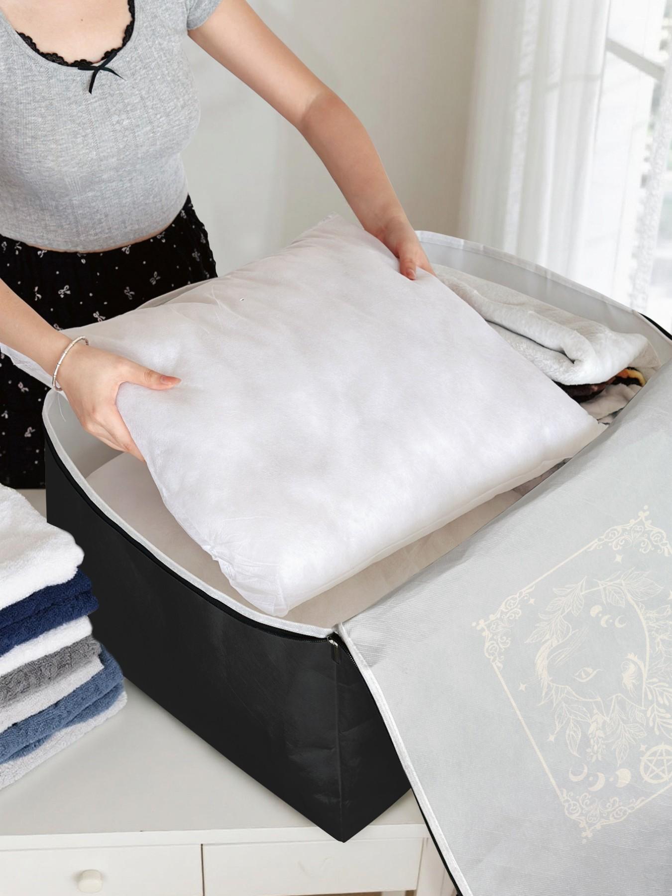 Cat Pattern Storage Box, Space-Saving Large Convenient Handle Handheld Organizer, Ideal for Moving, Travel, Camping, Dormitory, Bedroom, Blankets