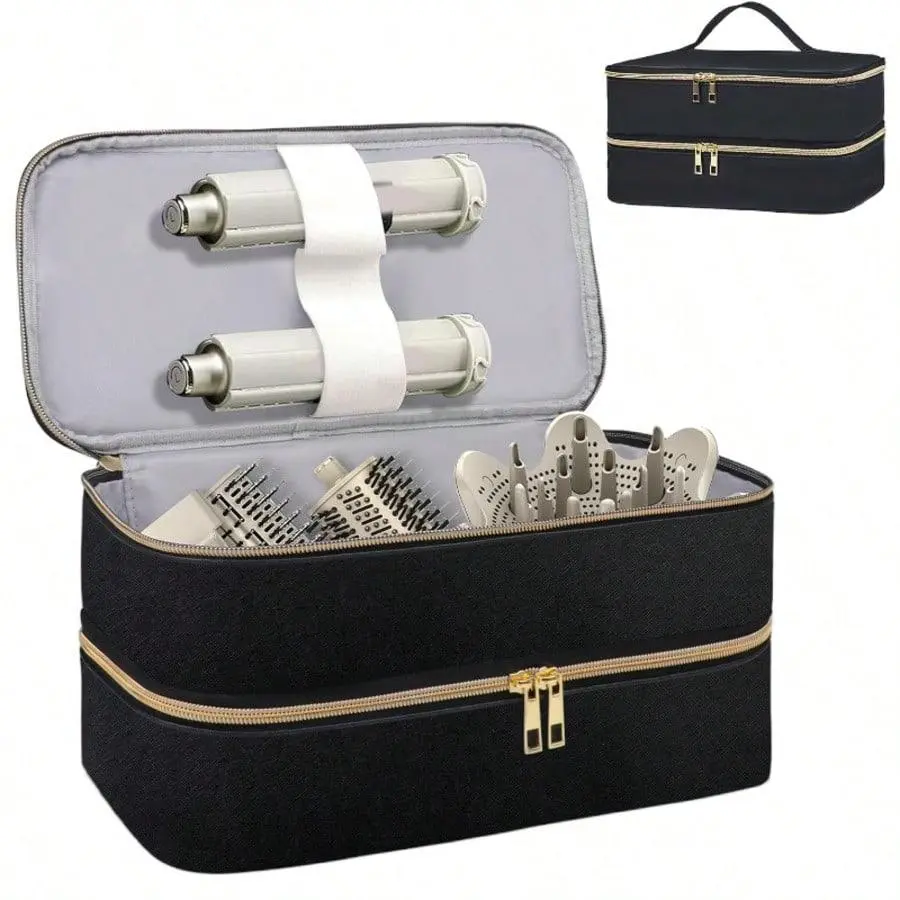 Double Layer  Bag, Dorm Essentials Back To School,  Essentials Storage, Vacation Essentials Pouch, Hair Tool Organizer Bags smell proof laundry hamper portable Compact Insulin Cooler Case lightweight travel work supply easy carry packer carry-on suitcase