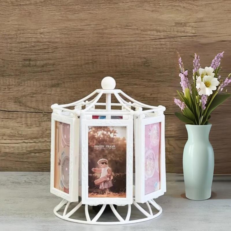 🎵 Photos Not Included | 1 Pc Rotating Musical Photo Frame | 360 Degree Spinning Multi Picture Display Stand