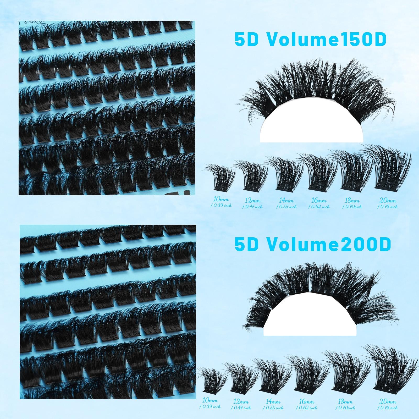 ADORANCE Lash Clusters Mixed Length, 408/359/472 PCS D Curl Volume Individual Lashes, Fluffy Wispy Cluster Eyelash Extensions for DIY Application