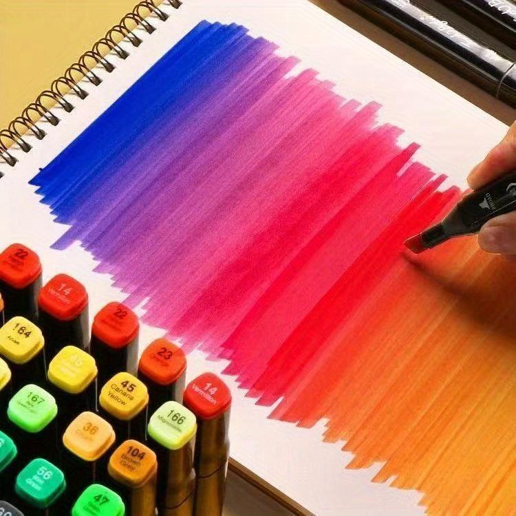 48-color marker pen set, dual-tip mixed art markers, suitable for painting, sketching, coloring, artist pens and marking lines, professional permanent sketch markers for professional artistic use