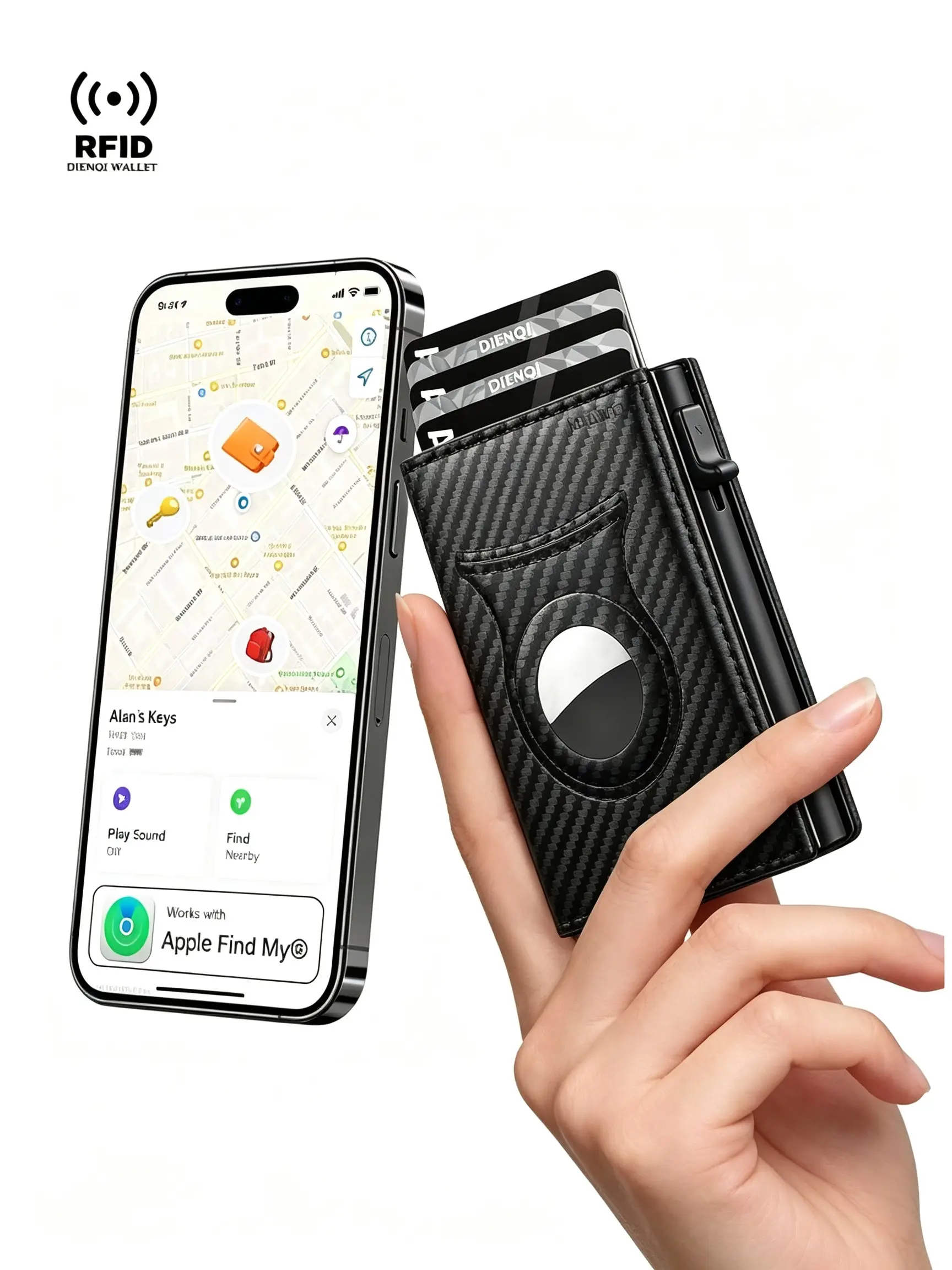 Anti-theft Wallet Women Magnetic Smart Wallet Credit Card Holder for Apple Airtag Bank Cardholder Coin Purses Aluminum Alloy Metal Pop-up Card Case Slim Minimalist Money Wallet with Air Tag Front Pocket,Gift,Daily Use