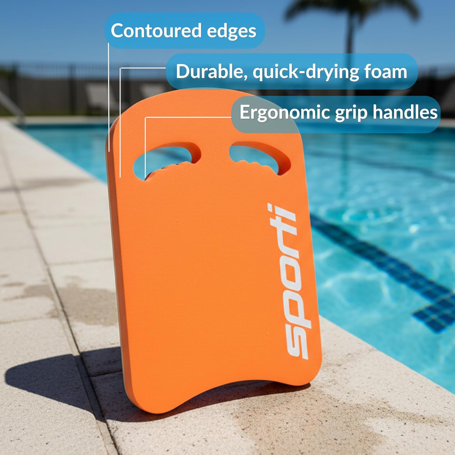 Kickboard for Adults - EVA , Chlorine-Resistant Pool  Aid with Comfortable Grip & Contoured Edges