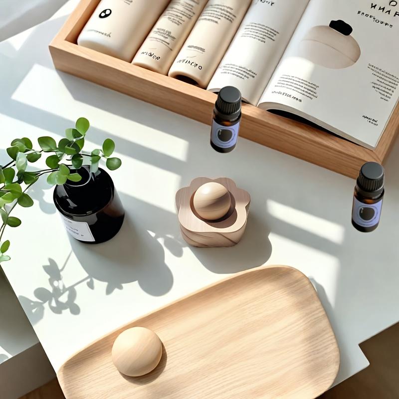 Elegant Wooden Essential Oil Diffuser Ornament, Portable Aromatherapy Diffuser for Home & Car, Natural Wood Scent Diffuser, No Power Required, Perfect Housewarming Gift (No Fragrance Included)