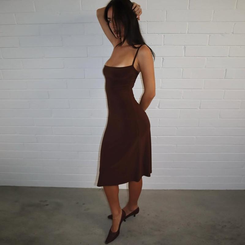 Women's Basic Solid Color Bodycon Slip Dress, Sleeveless Backless Spaghetti Straps Plain Slim Fit Midi Dress, Party Club Date Holiday Daily Casual Elegant Dresses For Ladies All Seasons Summer Fashion Clothes Wear Women's Basic Solid Color Bodycon Slip Dress, Sleeveless Backless Spaghetti Straps Plain Slim Fit Midi Dress, Party Club Date Holiday Daily Casual Elegant Dresses For Ladies All Seasons Summer Fashion Clothes Wear