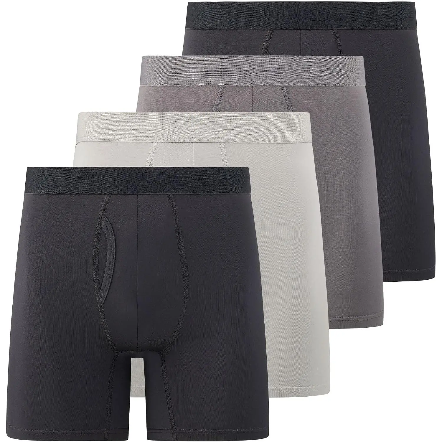Men's Microfiber Boxer Briefs 4-Pack - Moisture-Wicking Tagless UnderwearGift