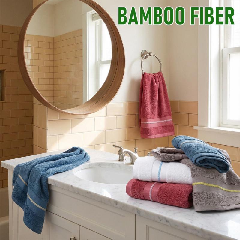 4pcs/1pc Bamboo Fiber Hand Towel Set 33*74Cm/13*29.1In, 480GSM Bamboo Fiber Bathroom Towels, Cool And Comfortable, Highly Absorbent, Available in Multiple Colors, Suitable for Bathroom Showers, Hotels, Saunas, And Spas, Wash Cloths
