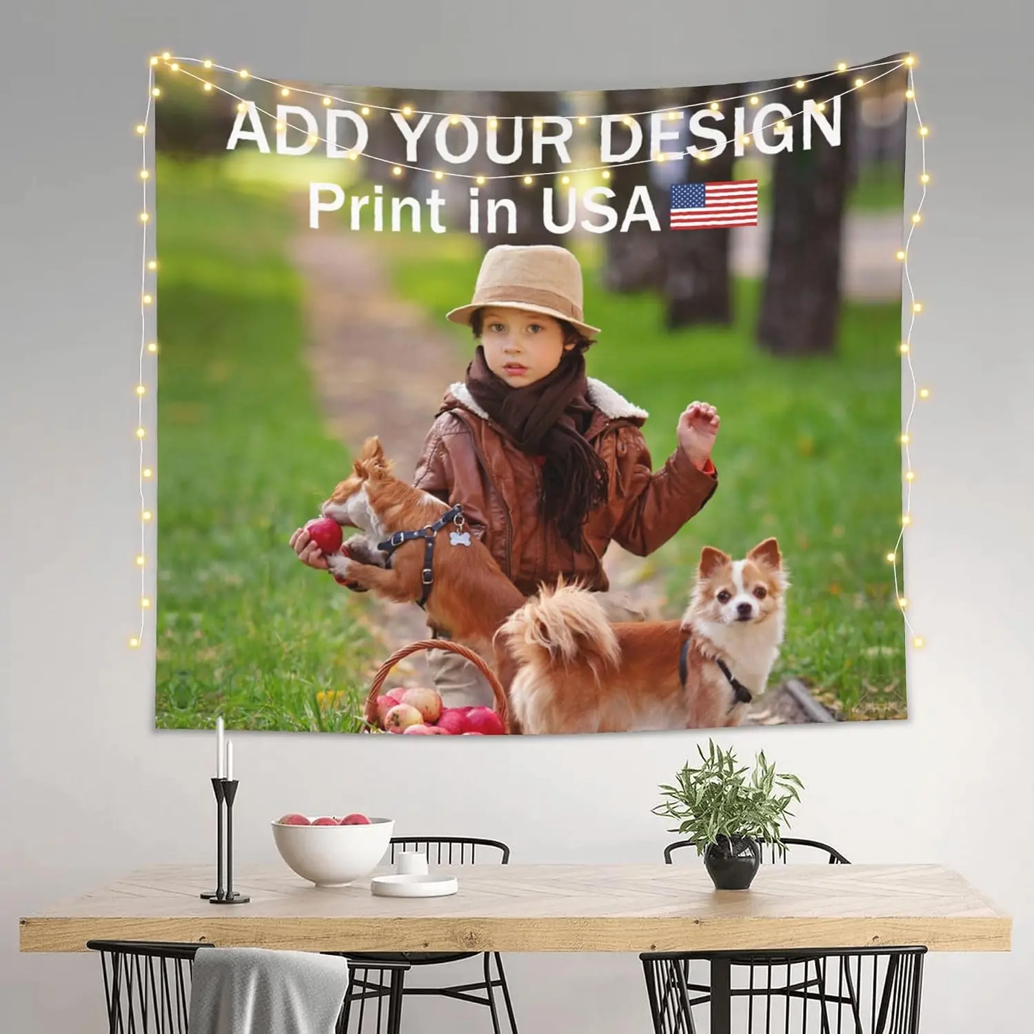 ANSTING Custom Tapestry with Photo, Ships Next Business Day, Print in USA, Personalized Picture Text Wall Hanging Banner Customized Image Background for Bedroom Decor (60x50in)