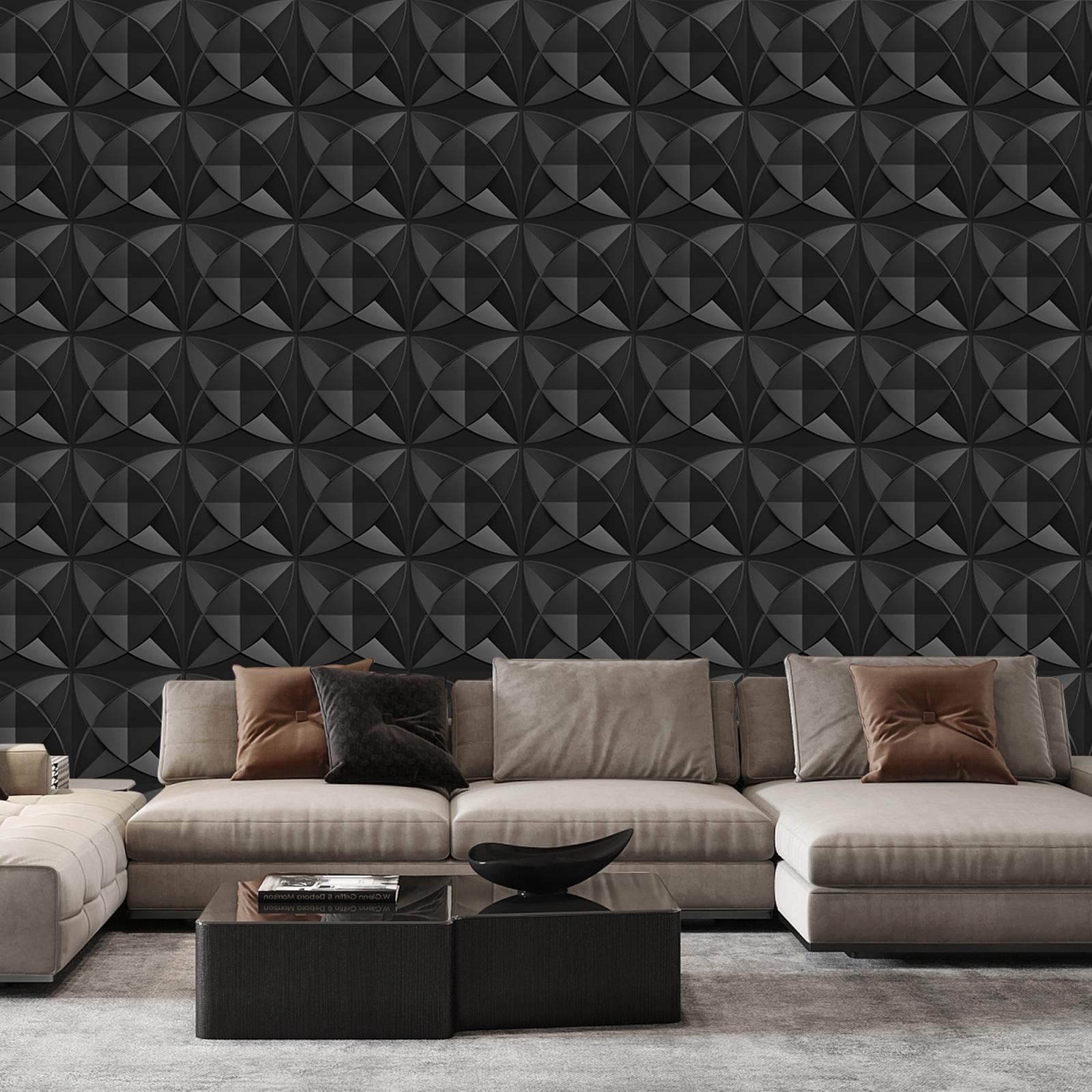 3D Geometric Pattern Wall Panel, PVC Material Wall Decoration, Modern Wall Decor for Living Room Hall Bedroom Hotel Office
