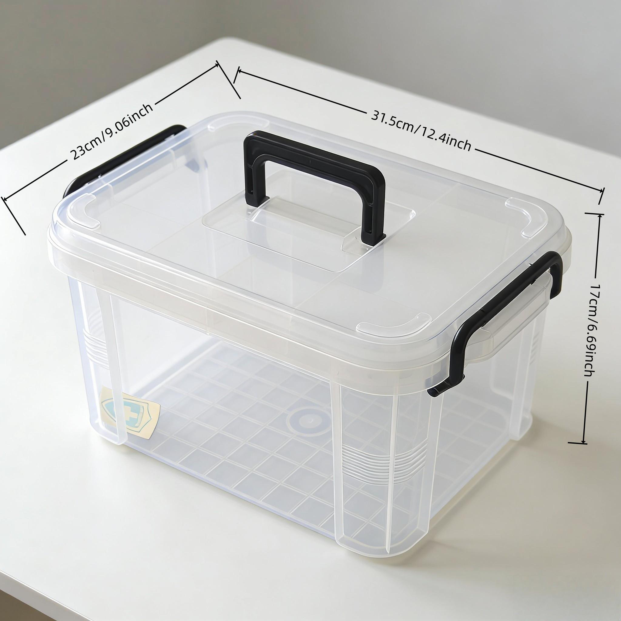 Durable Dual-Layer Medicine Storage Box with Handle, Transparent Waterproof Design, Multiple Compartments for Home & Travel Use