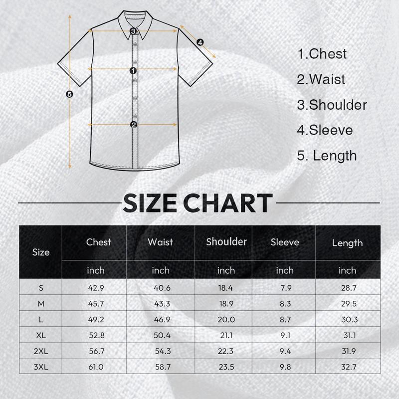Alimen Mens Linen Shirts Short Sleeve Dress Shirts for Men Lightweight Breathable Linen Fabric Comfortable, Beach Vacation Summer Party Wedding Casual Button Down Shirts Spread Collar Linen Shirts for Men