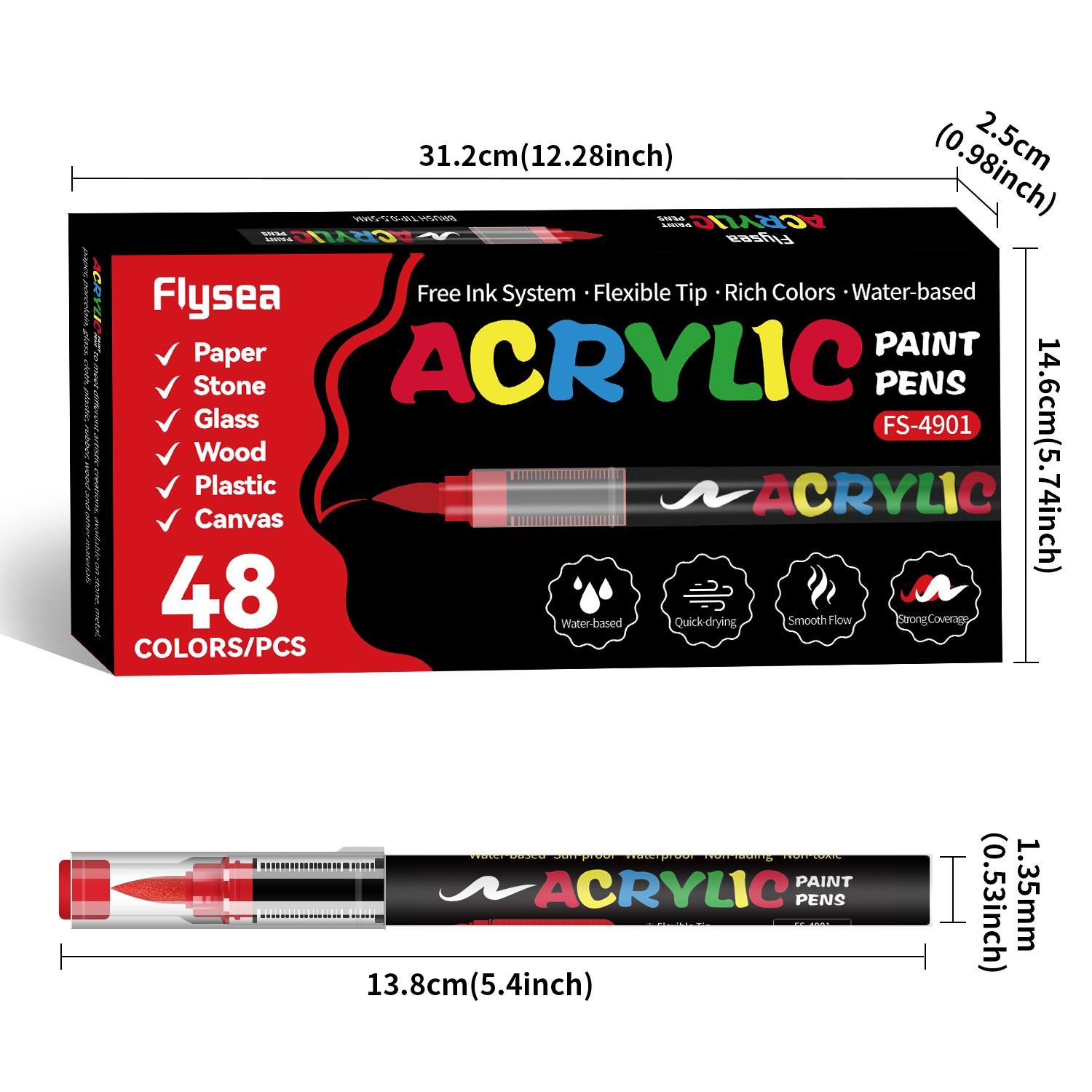 Acrylic Paint Soft Brush Markers Set, Diy Painting Supplies, Arts Crafts Supplies, Soft Brush Tip, Automatic Ink Control, Paint Markers for Wood, Stone, Canvas, Glass, Fabric, DIY Crafts