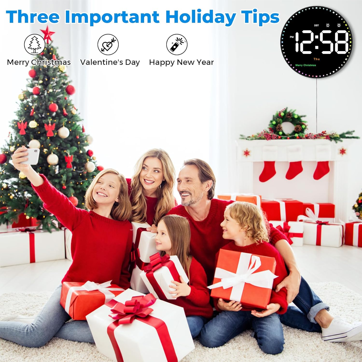 Digital wall clock, 10-inch large-screen digital clock, with remote control, adjustable brightness, calendar and temperature display, 12/24-hour format, suitable for living rooms, offices, bedrooms, and elderly users, Led Digital Clock