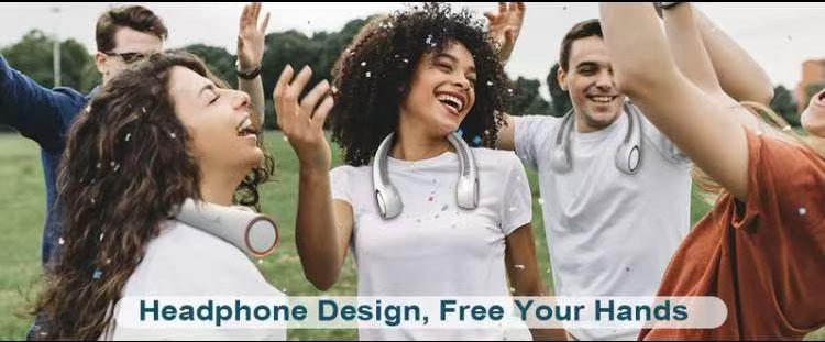 Hands-free neck fan for sports, travel and office use - Rechargeable bladeless cooling technology with up to 8 hours of run time - Wearable headphone design provides cooling for face, neck and shoulders as you move, 2025 New Model, fathersdaygifts