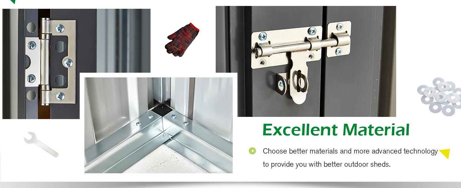 Lean to Outdoor Storage Shed, 6' x 8' Metal Wall Side Storage Sheds,Garden Storage Cabinet for Backayrd, Patio and Outdoor Use shed Lockable Vertical Modern Furniture