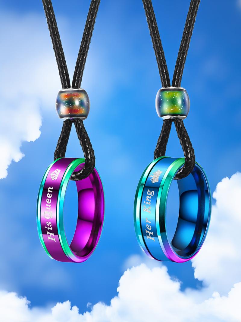 Couple Matching Pendant Couple Necklace, Stainless Steel Jewelry for Party, Daily Clothing Decor, Trendy All-match & Exquisite Jewelry for Birthday Gift