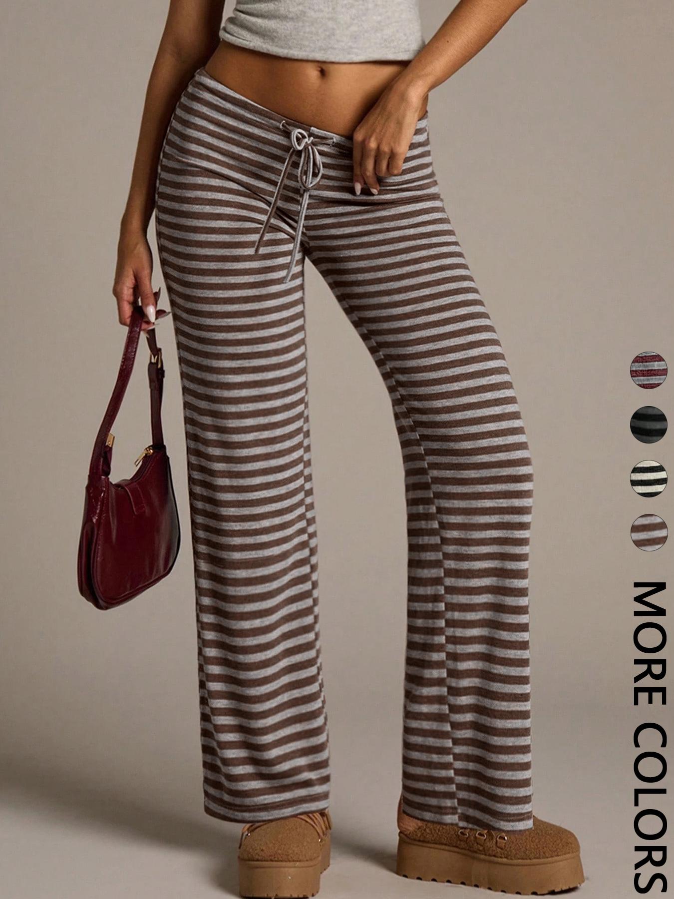 Women's Casual Striped Loose Long Pants, Comfortable and Stylish, Perfect for Daily Wear, Ladies Fashion Bottoms, Casual Fitted Trousers, Womenswear