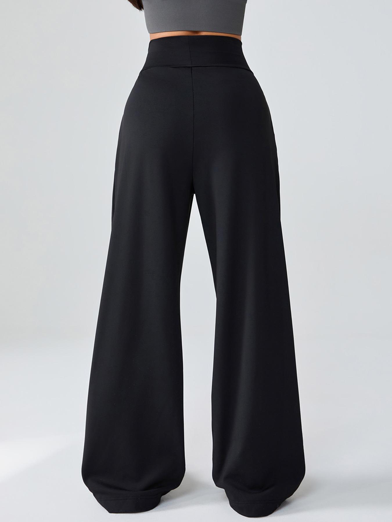 Women's High Waist Yoga Pants, Loose-Fit Casual Straight Leg Knitted Joggers, Fall & Winter Warm Sportswear, Perfect Daily Wear, Cute Gym Clothes