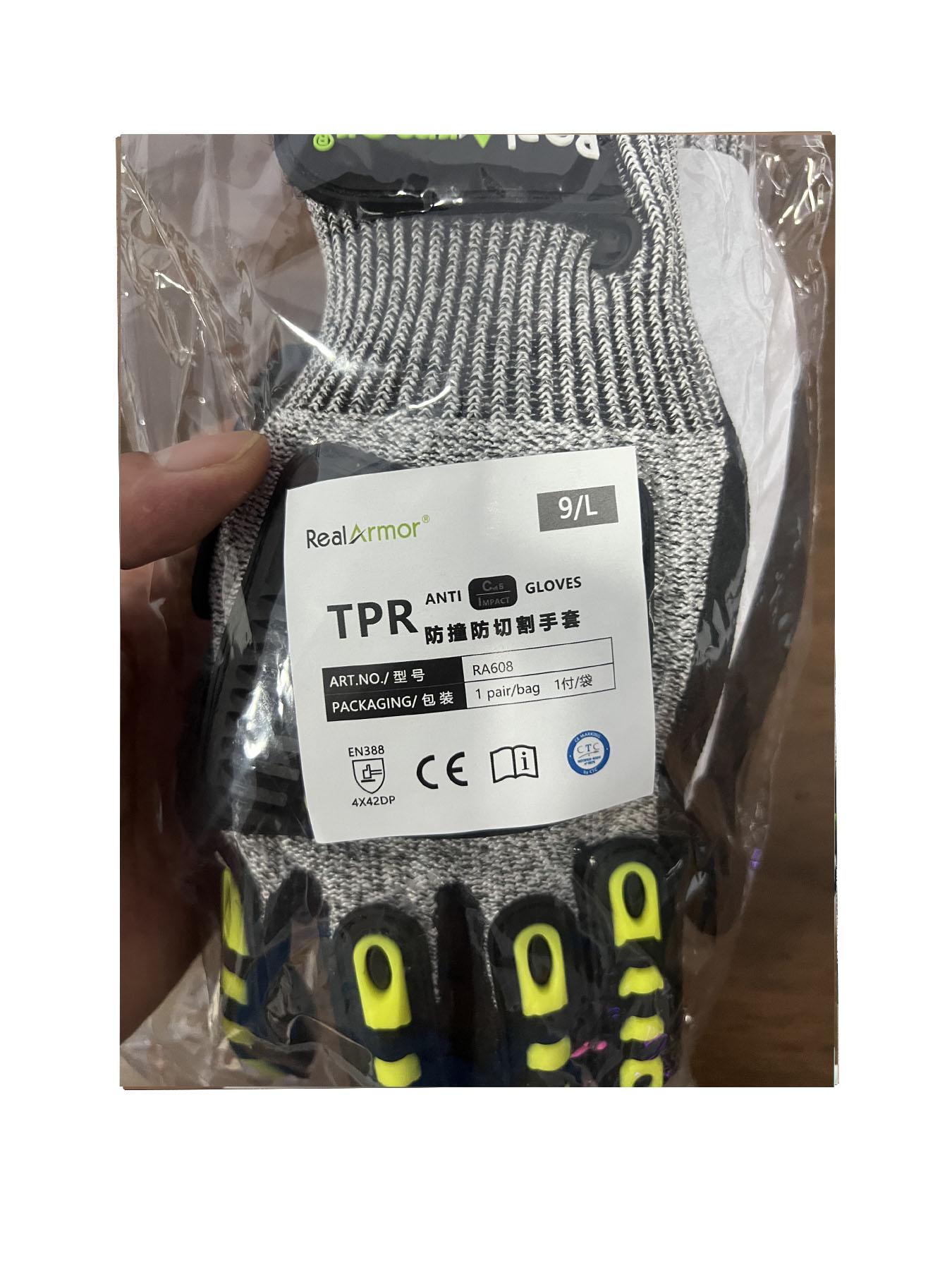 Men's Cut-Resistant Anti-Slip Safety Work Gloves With Grip, Glass Handling, Construction Safety, 5-Level Impact Resistance, Tpr Palm Protection