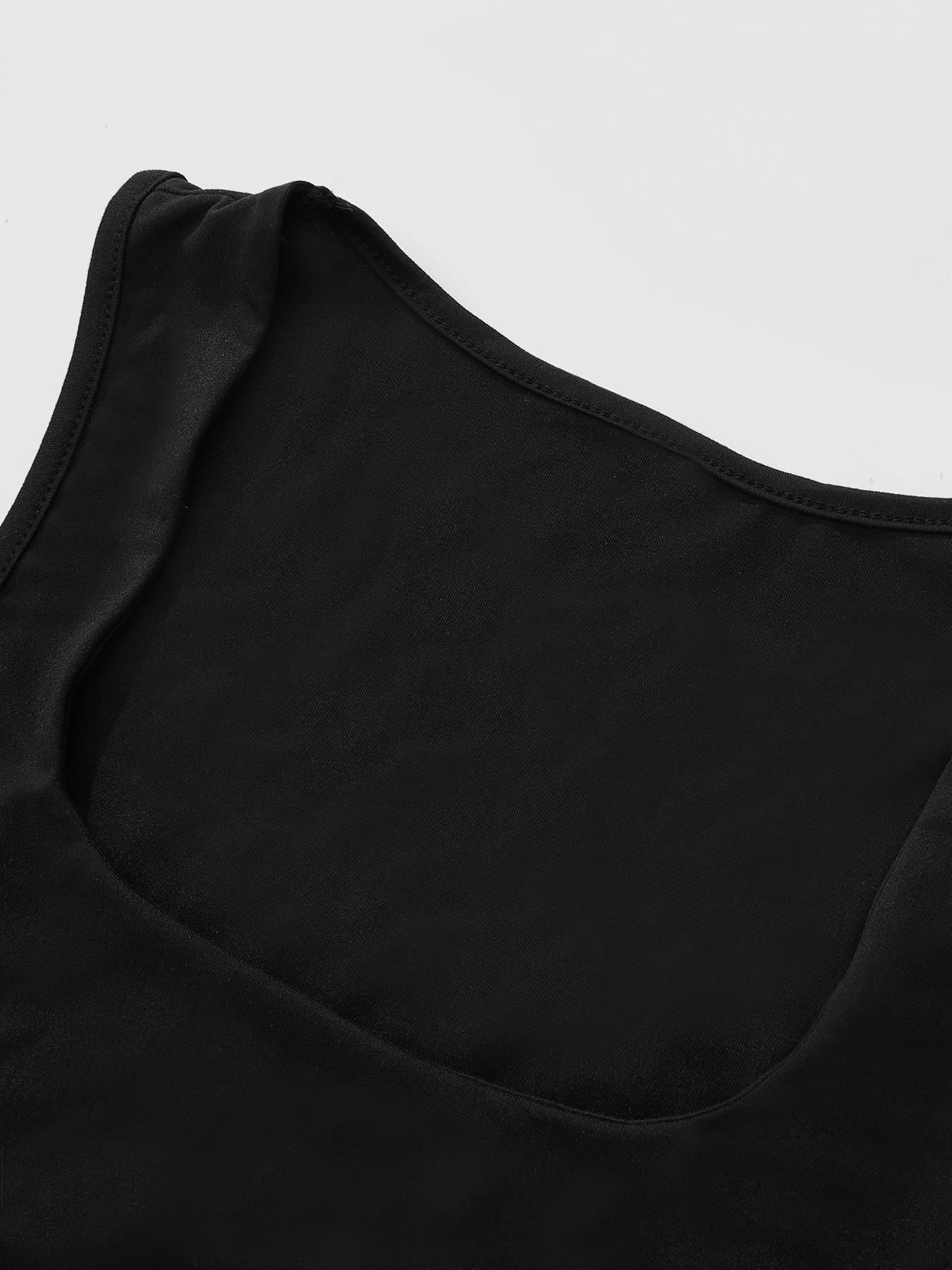 Women's Black Square Neck Fitted Crop Tank Top, Y2K Aesthetic High Stretch Sleeveless Top, Casual Form-Fitting Camisole, Perfect for Daily Wear, Gym, Layering #springsaledeals2026 #summeroutfits #tiktokshopmademebuyit #womensfashion