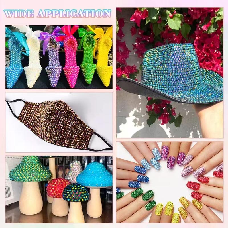 16,000 Pieces Sparkling Flat-Back Nail Art Rhinestones, 24-Color Bling Rhinestone Decorations, Beautiful Nail Accessories and DIY Fashion Craft Supplies