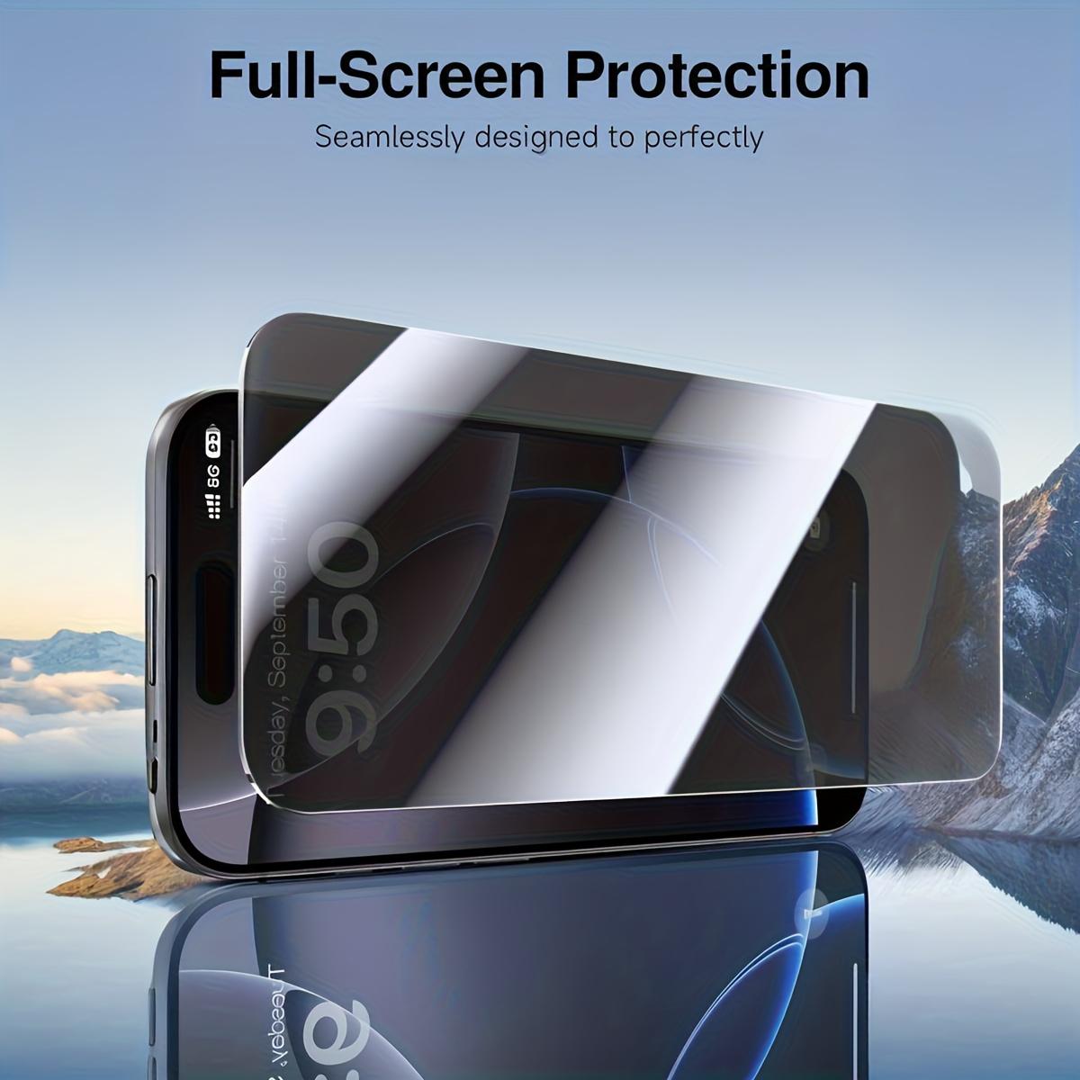 2pcs 4-way 360° Privacy Screen Protector for iPhone 17 Air/17/16/15/14/13/12/11/Pro Max/Pro/Plus/Mini/16e/XR/X/XS/XS MAX,Full Coverage Anti-Spy Protection,Scratch-Resistant,Anti-Fingerprint,Compatible with dynamic islands,Easy to Install,Case-Friendly