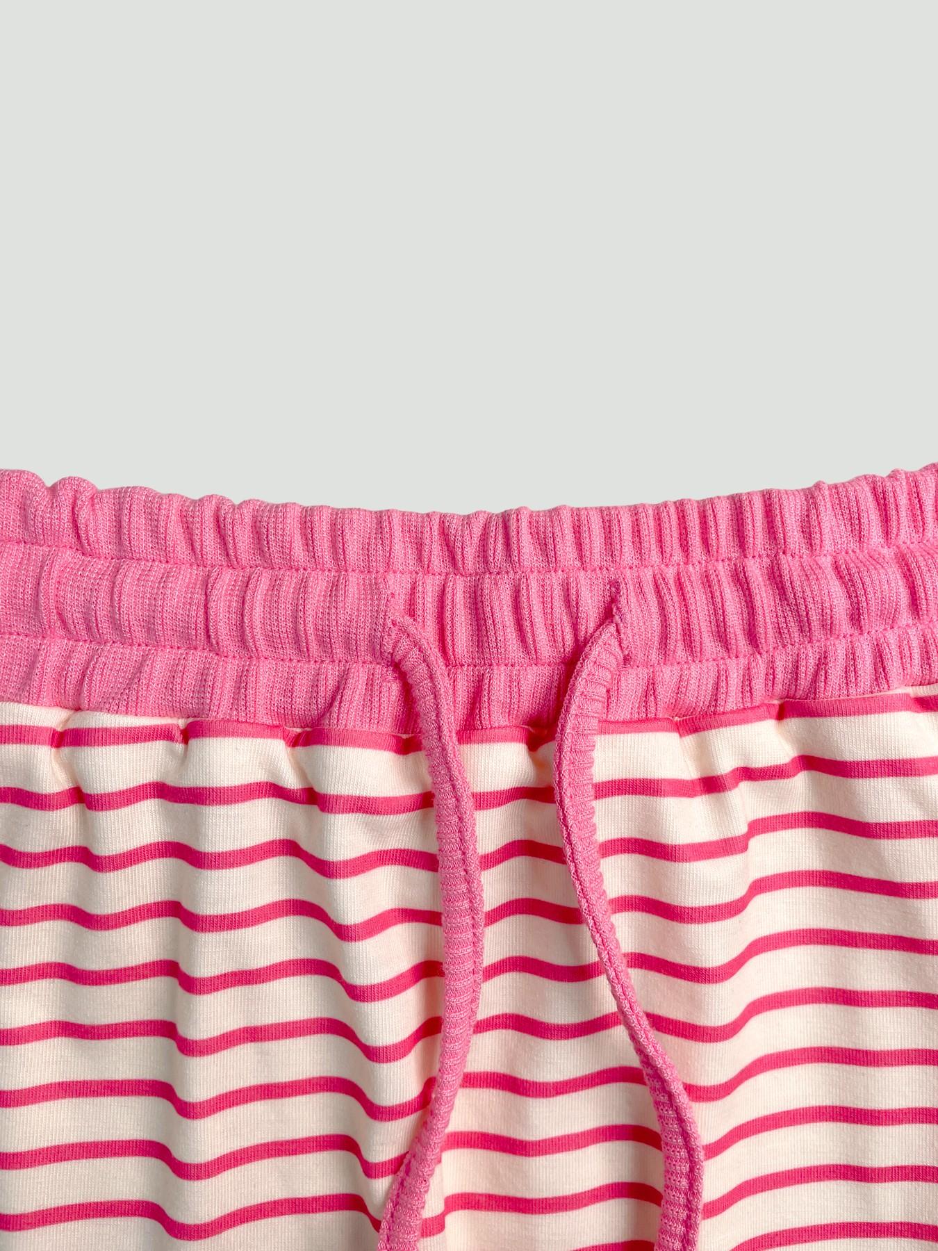 Women's Striped Casual Two-Piece Set - Polo Neck Long Sleeve Top & Mini Skirt Tracksuit