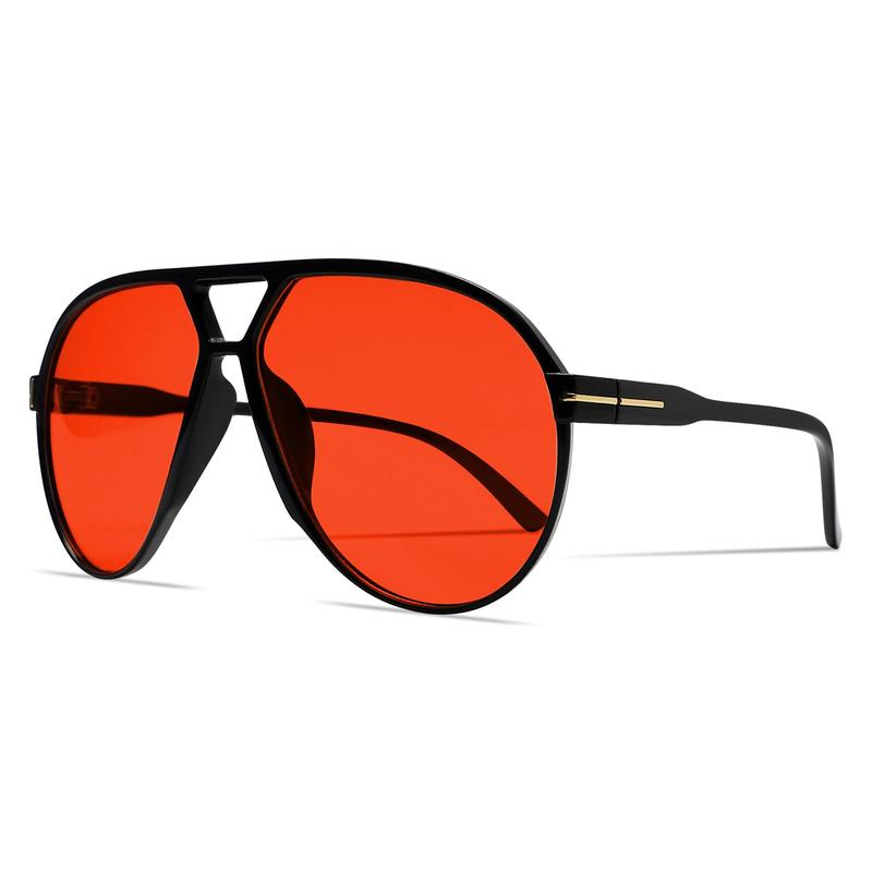 Retro Double Bridge Oversized Glasses Versatile Frame for Back To School/Commuting/Vacation