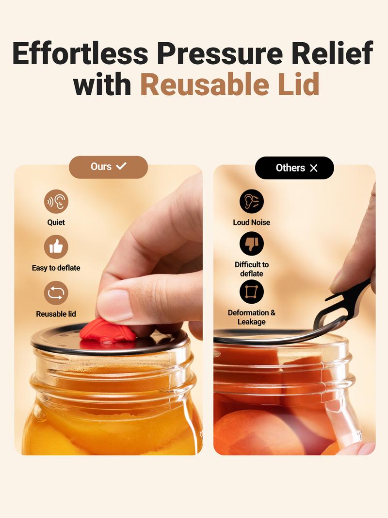 [Mouth Lids Refill Set Only!! No Sealer!!] ThermoMaven Cordless Handheld Vacuum Food Sealer Refill Lids Set, Storage Box and 24 Reusable Mason Jar Lids