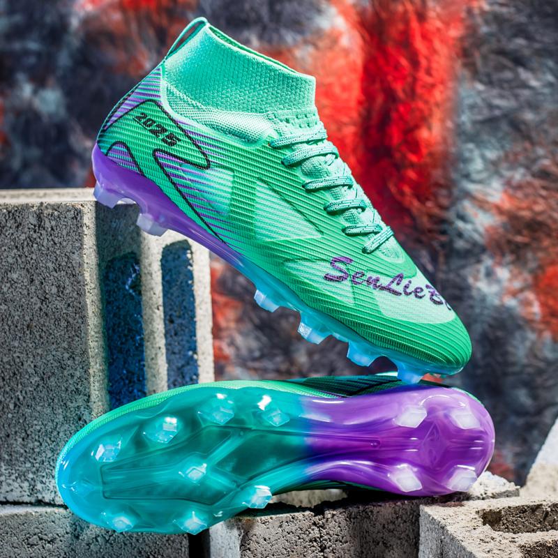 Unisex Professional Ag Football Cleats, Speed Cleats, Outdoor Sports Soccer Boots, Long Studs High Top, Artificial Grass Shoes, Turf Shoes, Lightweight Comfortable