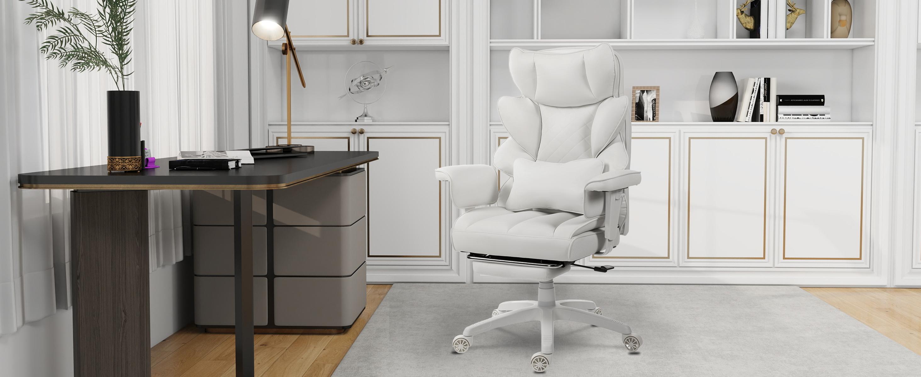 Dowinx Big and Tall office chair, with pocket spring pad and waist support, high back computer game chair, adjustable armrests, executive office chair, foot rest