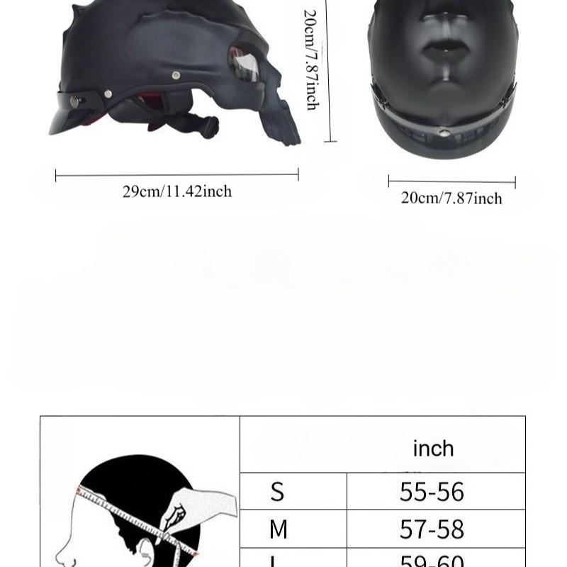 Skull Design Electric Bike Helmet, Dot Certified, Stylish Half Helm, Open Face Motorcycle Helmet, All-Season, Unisex Motorcycle Riding Safety Hat, Half Helmets