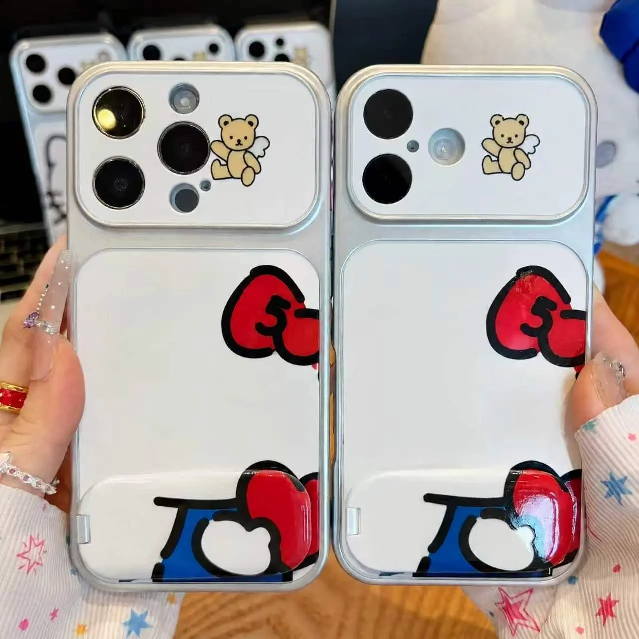 kt cat phone case with stand, suitable for iphone 17 Pro Max, with a large viewing window