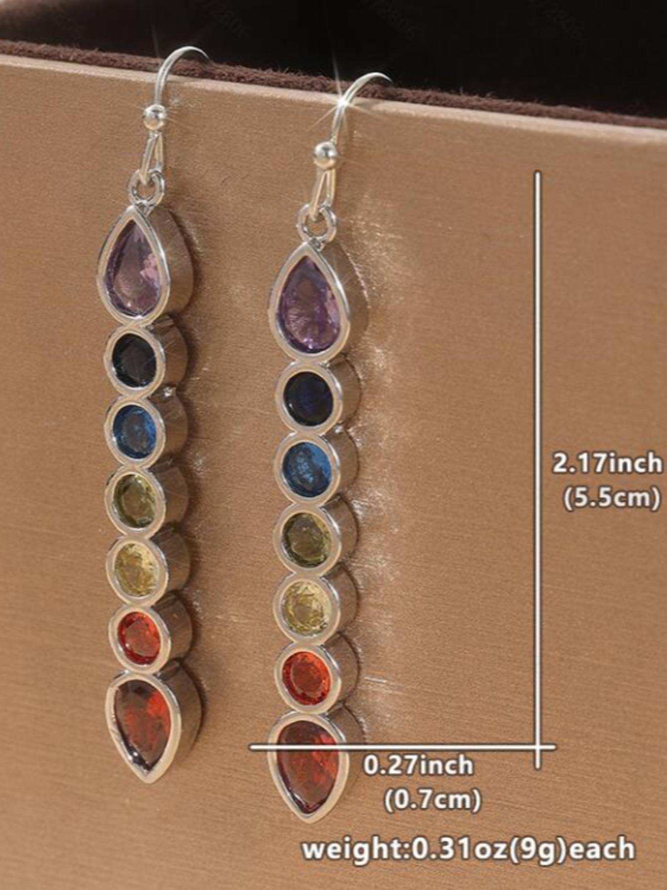 Fashion Sparkling Rainbow Synthetic Zircon Earrings, Elegant Classic Party Jewelry Accessory for Women, Holiday Wear