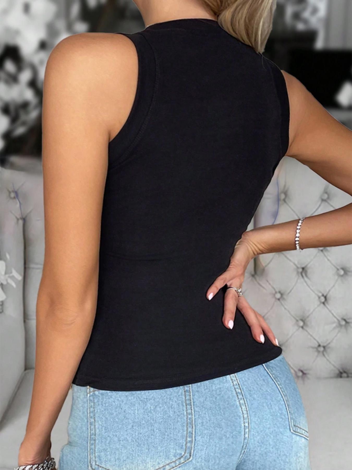 Women's Elastic Sequin Leopard Print Vest, Stylish Design, Sleeveless Tank Top For Spring And Summer，Perfect for Casual Wear, Comfortable and Trendy Fashion Piece