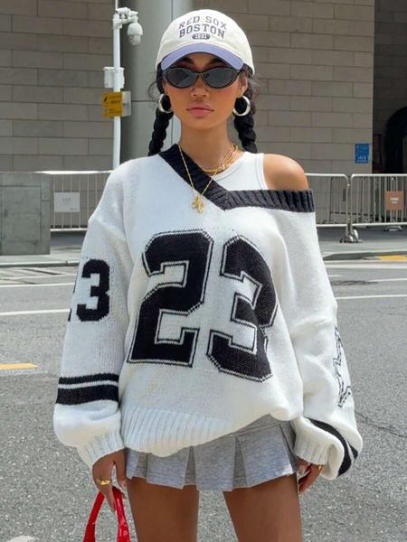 Women's Vintage Figure Print  Sweater, Casual Long Sleeve Jumper for Fall & Winter, Fashion Ladies' Knitwear for Daily Wear, Tops