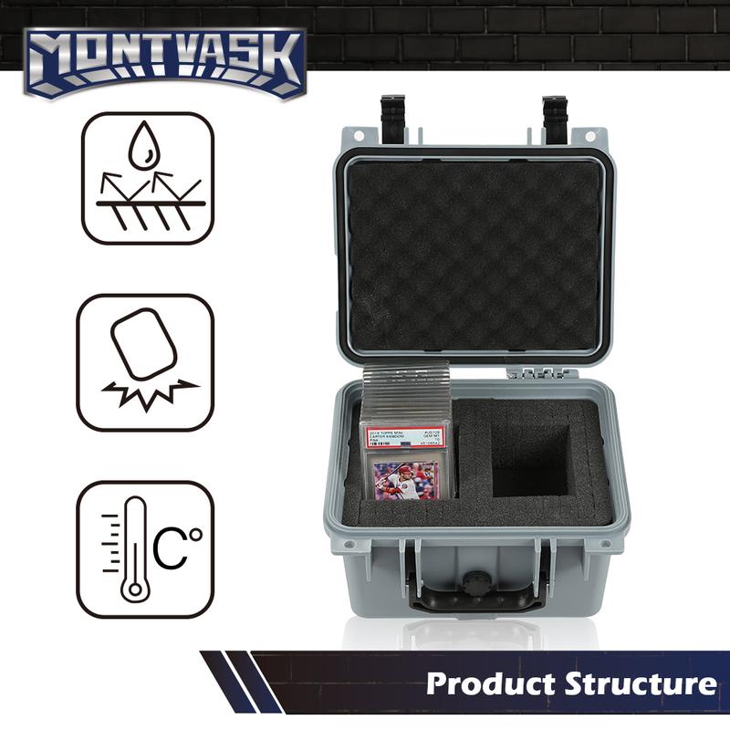 CROSSDESIGN Graded Card Storage Box Deep Travel Size Waterproof Case Slab Protector Graded Card Storage Box Compatible with BGS PSA SGC FGS Graded Sports Trading Cards Gray car organizer CROSSDESIGN Graded Card Storage Box Deep Travel Size Waterproof Case Slab Protector Graded Card Storage Box Compatible with BGS PSA SGC FGS Graded Sports Trading Cards Gray car organizer