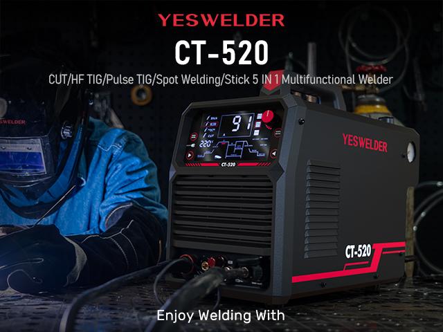 YESWELDER CT-520 110/220V DC TIG Welder & Plasma Cutter Combo | HF CUT/HF TIG/Pulse TIG/Spot Welding/Stick 5-In-1 Welding Machine | 200A TIG MMA & 50A CUT YESWELDER CT-520 110/220V DC TIG Welder & Plasma Cutter Combo | HF CUT/HF TIG/Pulse TIG/Spot Welding/Stick 5-In-1 Welding Machine | 200A TIG MMA & 50A CUT