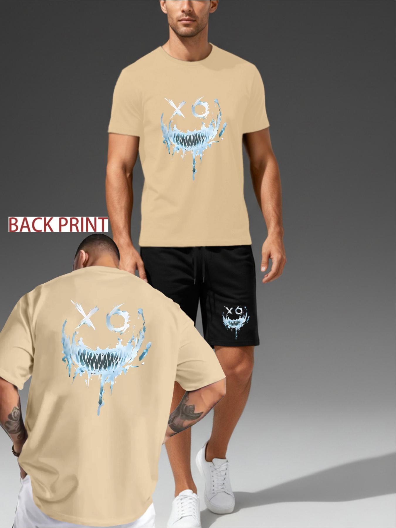 The dark street style is full! Ice blue melting serrated smiling face, a set of trendy and cool personalized outfits