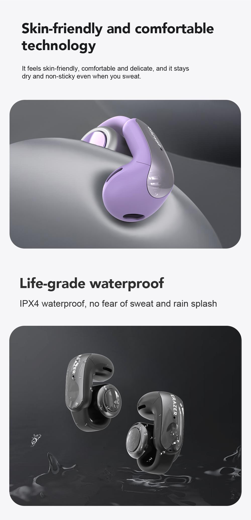 ERAZER XF28 Translation Wireless Earbuds, Clip-On Ear Headphones, Supports Real-Time Translation in 134 Languages With APP, Bluetooth 6.0 Earphones, Audio Wireless Earbuds for Music & Phone Calls,Waterproof Sports Electronic Headphones with Long Endurance