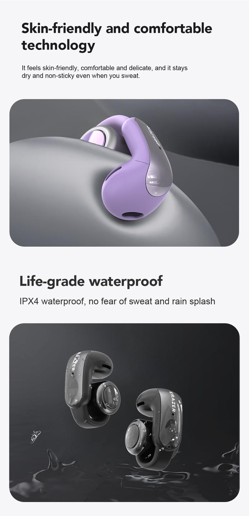 ERAZER XF28 Translation Wireless Earbuds, Clip-On Ear Headphones, Supports Real-Time Translation in 134 Languages With APP, Bluetooth 6.0 Earphones, Audio Wireless Earbuds for Music & Phone Calls,Waterproof Sports Electronic Headphones with Long Endurance