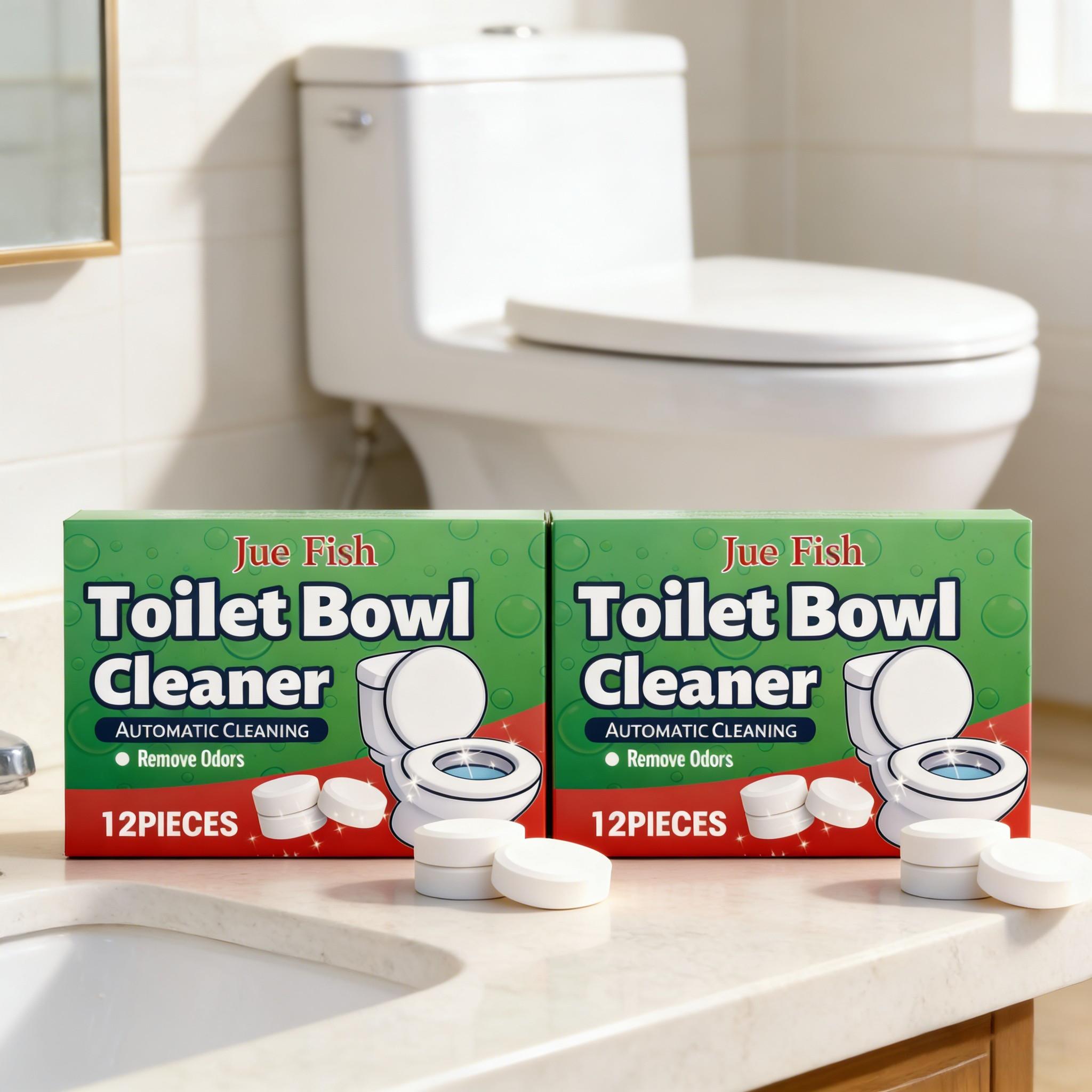 2-Pack Toilet Cleaning Tablets (12pcs*2), Daily Bathroom Toilet Cleaner, Deodorizer, Fresh Air, Stain & Scale Remover, Clean & Refreshing