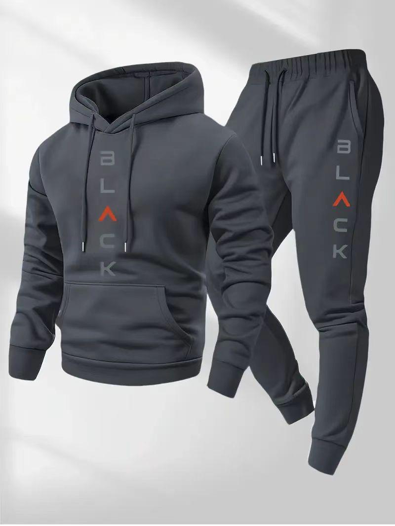 Men's autumn and winter set, including hooded sweatshirt, fashionable jacket, trendy American street style printed top and pants two-piece set Athletic Activewear Tracksuits Sportswear Athleisure Sweatsuit