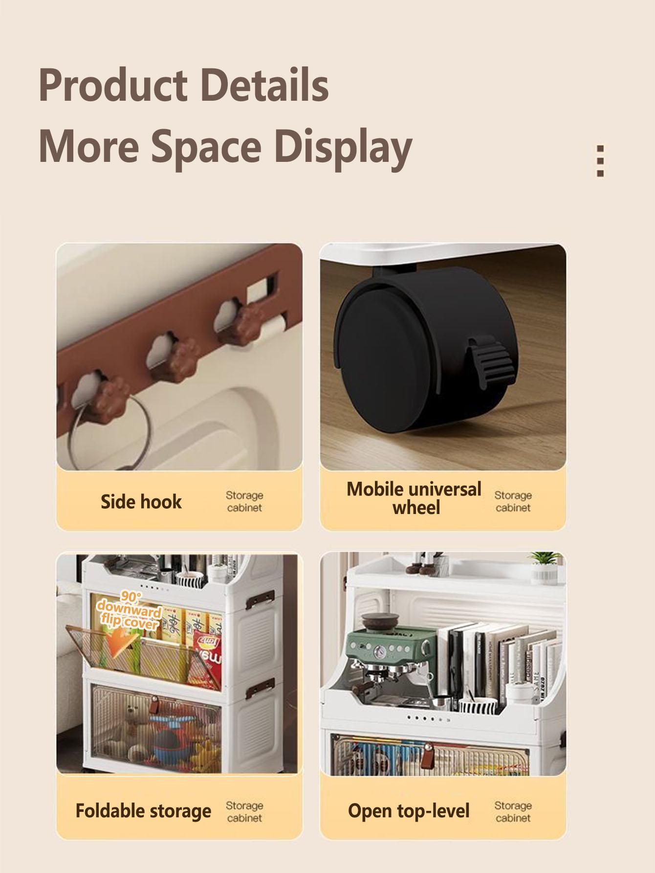 Multi-Layer Storage Cabinet, Home Snacks Clothes Miscellaneous Plastic Organizer, Foldable Shelf, Space-Saving Rack