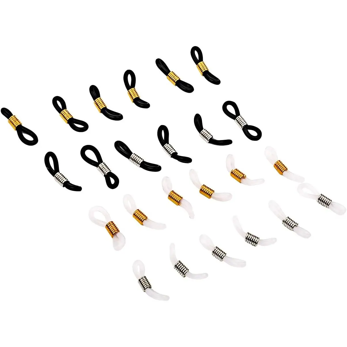 Eyeglass Chain Ends Adjustable Rubber Ends Connectors Anti-slip Strap Holder Chain Loops for Eye Glasses (4 Colors, 24 count)